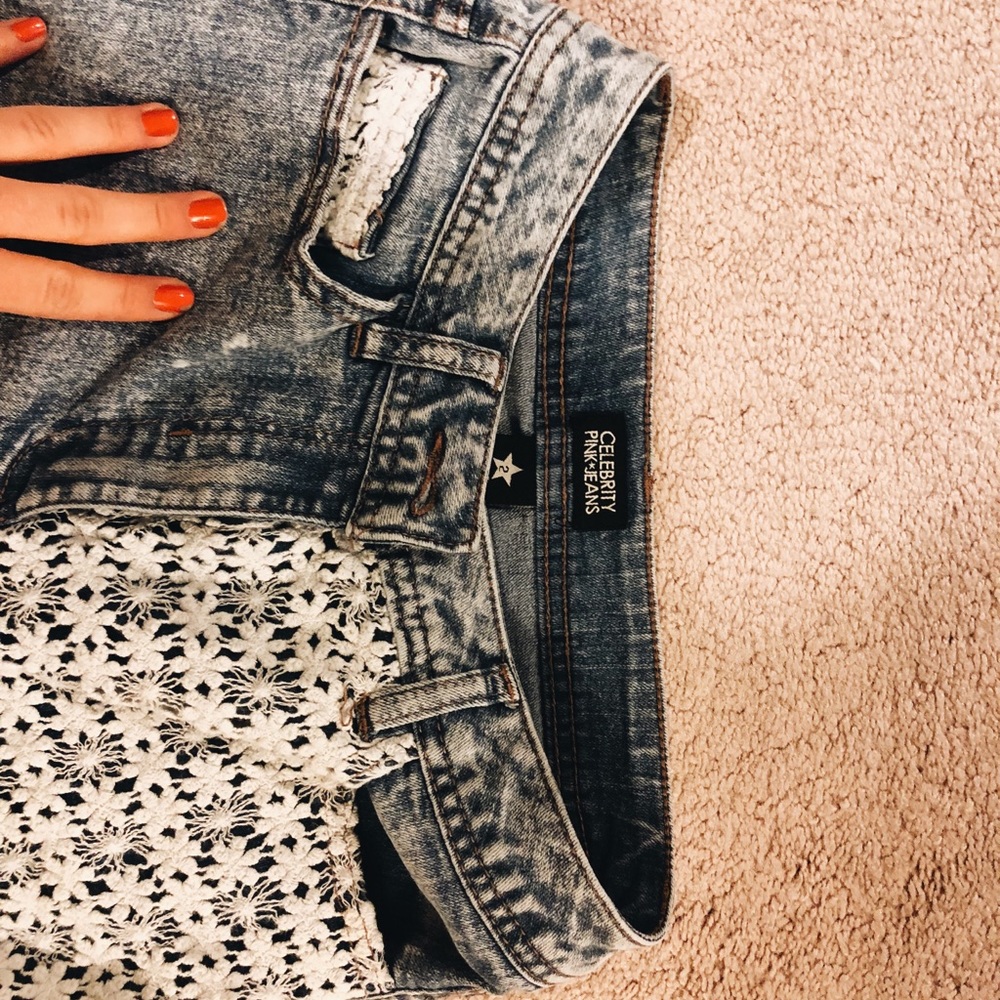 Lacey Denim Acid-Wash Shorts